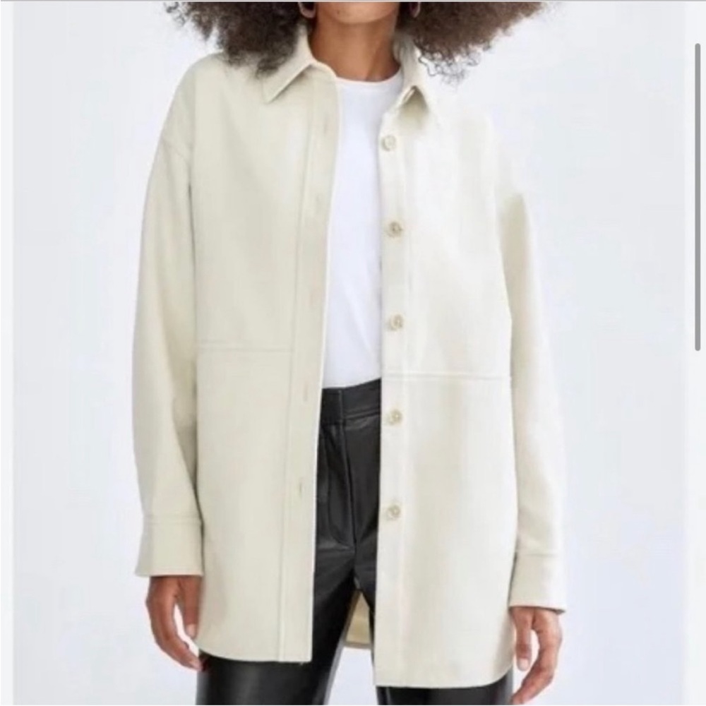 Aritzia The Group by Babaton PELLI SHIRT JACKET in Heather light oatmeal XS NWOT
